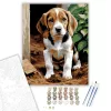 Beagle Kölyök a Kertben - számfestő készlet - Számfestő.hu - 80×100cm - keret nélkül