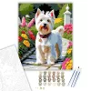 West Highland White Terrier a Kerti Ösvényen - számfestő készlet - Számfestő.hu - 50×60cm - keretre feszítve