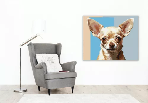 Chihuahua Portré - számfestő készlet - Számfestő.hu - 80×100cm - keretre feszítve