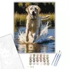 Labrador Retriever a Tóban - számfestő készlet - Számfestő.hu - 80×100cm - keretre feszítve