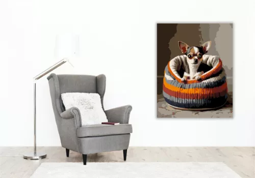 Chihuahua Kötött Pulóverben - számfestő készlet - Számfestő.hu - 40×50cm - keretre feszítve