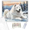 Samoyed a Havas Tájon - számfestő készlet - Számfestő.hu - 80×100cm - keret nélkül