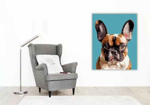 Francia Bulldog Közeli Portré - számfestő készlet - Számfestő.hu - 40×50cm - keretre feszítve