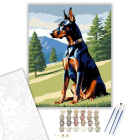 Doberman Pinscher a Dombtetőn - számfestő készlet - Számfestő.hu - 40×50cm - keret nélkül