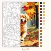 Golden Retriever Kiskutya Őszi Erdőben - számfestő készlet - Számfestő.hu - 60×70cm - Keret nélkül