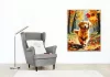 Golden Retriever Kiskutya Őszi Erdőben - számfestő készlet - Számfestő.hu - 60×70cm - Keret nélkül