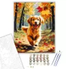 Golden Retriever Kiskutya Őszi Erdőben - számfestő készlet - Számfestő.hu - 80×100cm - keret nélkül