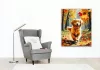 Golden Retriever Kiskutya Őszi Erdőben - számfestő készlet - Számfestő.hu - 50×60cm - keret nélkül