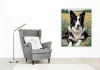 Border Collie Vadvirágos Mezőn - számfestő készlet - Számfestő.hu - 40×50cm - keretre feszítve