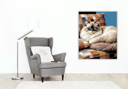 Alvó Ragdoll Macska - számfestő készlet - Számfestő.hu - 40×50cm - Keret nélkül