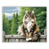 Büszke Maine Coon a Kerítésen - számfestő készlet - Számfestő.hu - 40×50cm - Keretre feszítve