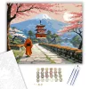 Napkelte az Ősi Japán Templomnál - számfestő készlet - Számfestő.hu - 40×50cm - keret nélkül