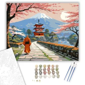 Napkelte az Ősi Japán Templomnál - számfestő készlet - Számfestő.hu - 40×50cm - keret nélkül