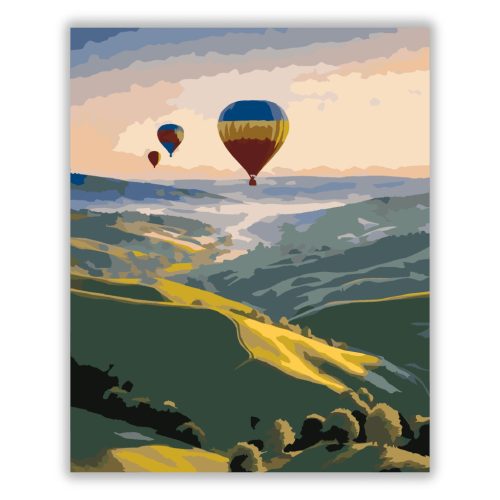 Napkelte Hőlégballonokkal a Dombok Felett - Számfestő.hu