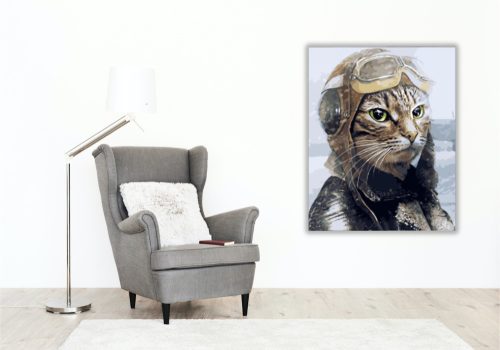 Macska pilóta - számfestő készlet - Számfestő.hu - 60×70cm - keret nélkül
