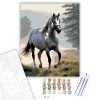Szürke Ló a Ködös Völgyben - számfestő készlet - Számfestő.hu - 60×70cm - keretre feszítve