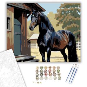 Fríz Ló az Istállónál - számfestő készlet - Számfestő.hu - 40×50cm - keret nélkül