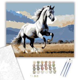 Felágaskodó Szürke Andalúz Ló - számfestő készlet - Számfestő.hu - 40×50cm - keret nélkül