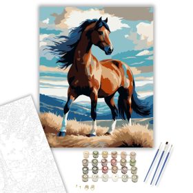 Pej Csődör a Dombtetőn - számfestő készlet - Számfestő.hu - 40×50cm - keret nélkül