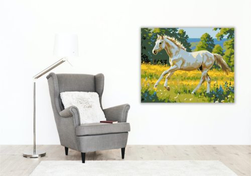 Játékos Csikó a Vadvirágos Rétben - számfestő készlet - Számfestő.hu - 40×50cm - keret nélkül