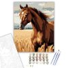 Gesztenyebarna Ló a Búzamezőn - számfestő készlet - Számfestő.hu - 80×100cm - keret nélkül