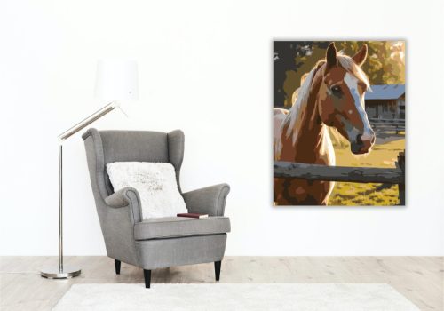 Palomino Ló a Hajnalban - számfestő készlet - Számfestő.hu - 40×50cm - keretre feszítve