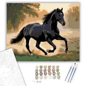 Fríz Ló a Ködös Mezőn - számfestő készlet - Számfestő.hu - 40×50cm - keret nélkül