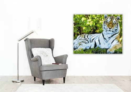 Fekvő tigris - számfestő készlet - Számfestő.hu - 40×50cm - Keretre feszítve
