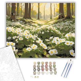Primulák Erdei Réten - számfestő készlet - Számfestő.hu - 40×50cm - keret nélkül