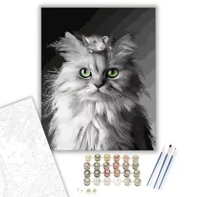 Cica egér barátság - számfestő készlet - Számfestő.hu - 40×50cm - keret nélkül