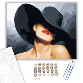 Fekete kalapban - számfestő készlet - Számfestő.hu - 40×50cm - keret nélkül