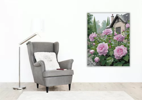 Rózsás Tavaszi Kert - számfestő készlet - Számfestő.hu - 40×50cm - keretre feszítve