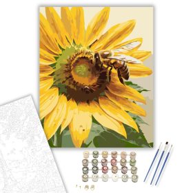 Méh Napraforgón - számfestő készlet - Számfestő.hu - 40×50cm - keret nélkül