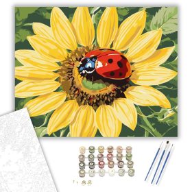 Napraforgón Pihenő Katicabogár - számfestő készlet - Számfestő.hu - 40×50cm - keret nélkül