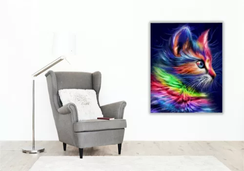 Színes kiscica - számfestő készlet - Számfestő.hu - 50×60cm - keret nélkül
