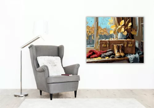 Őszi Csendélet Bőrönddel - számfestő készlet - Számfestő.hu - 60×70cm - keret nélkül