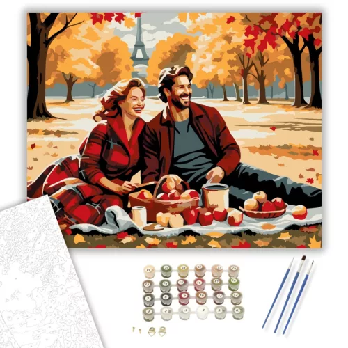 Őszi Piknik a Parkban - számfestő készlet - Számfestő.hu - 80×100cm - keret nélkül