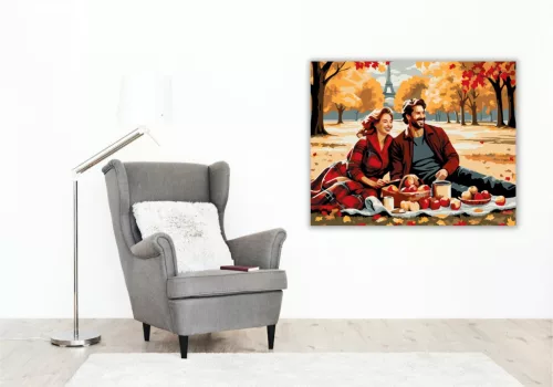 Őszi Piknik a Parkban - számfestő készlet - Számfestő.hu - 40×50cm - keretre feszítve