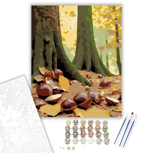 Őszi Gesztenyés Erdő - számfestő készlet - Számfestő.hu - 40×50cm - keretre feszítve