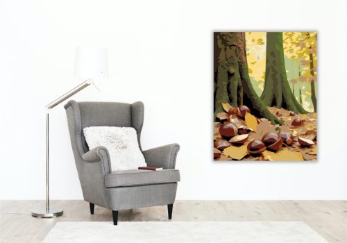 Őszi Gesztenyés Erdő - számfestő készlet - Számfestő.hu - 40×50cm - keretre feszítve