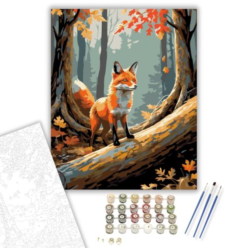 Varázslatos Őszi Erdő Rókával - számfestő készlet - Számfestő.hu - 60×70cm - keret nélkül