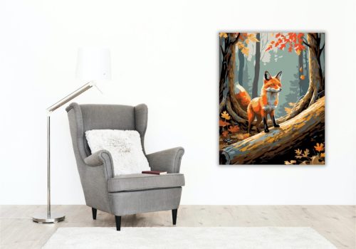 Varázslatos Őszi Erdő Rókával - számfestő készlet - Számfestő.hu - 40×50cm - keretre feszítve