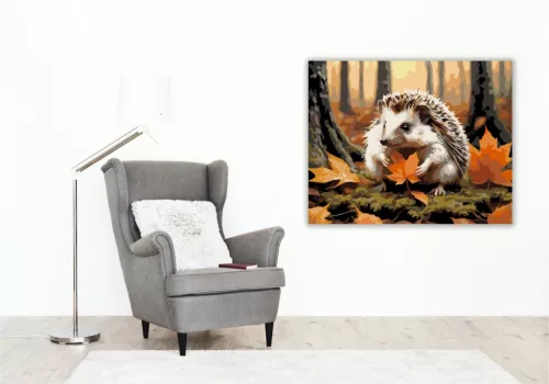 Őszi Erdő Süni és Levéllel - számfestő készlet - Számfestő.hu - 60×70cm - keret nélkül