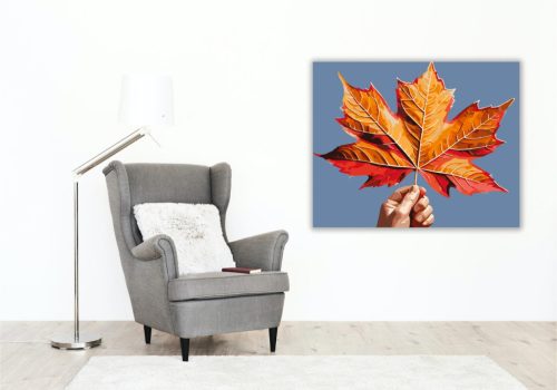 Őszi Juharlevél Gyermek Kézben - számfestő készlet - Számfestő.hu - 40×50cm - keret nélkül