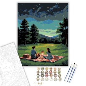 Csillagos Nyári Éj a Réten - számfestő készlet - Számfestő.hu - 40×50cm - keret nélkül