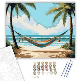 Trópusi Függőágy - számfestő készlet - Számfestő.hu - 40×50cm - keret nélkül