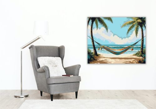 Trópusi Függőágy - számfestő készlet - Számfestő.hu - 50×60cm - keretre feszítve