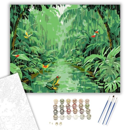 Trópusi Esőerdő Ösvény - számfestő készlet - Számfestő.hu - 80×100cm - keretre feszítve
