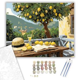 Citromfa a Teraszon - számfestő készlet - Számfestő.hu - 40×50cm - keret nélkül