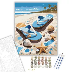 Tengerparti Flip-Flop Nyár - számfestő készlet - Számfestő.hu - 40×50cm - keret nélkül
